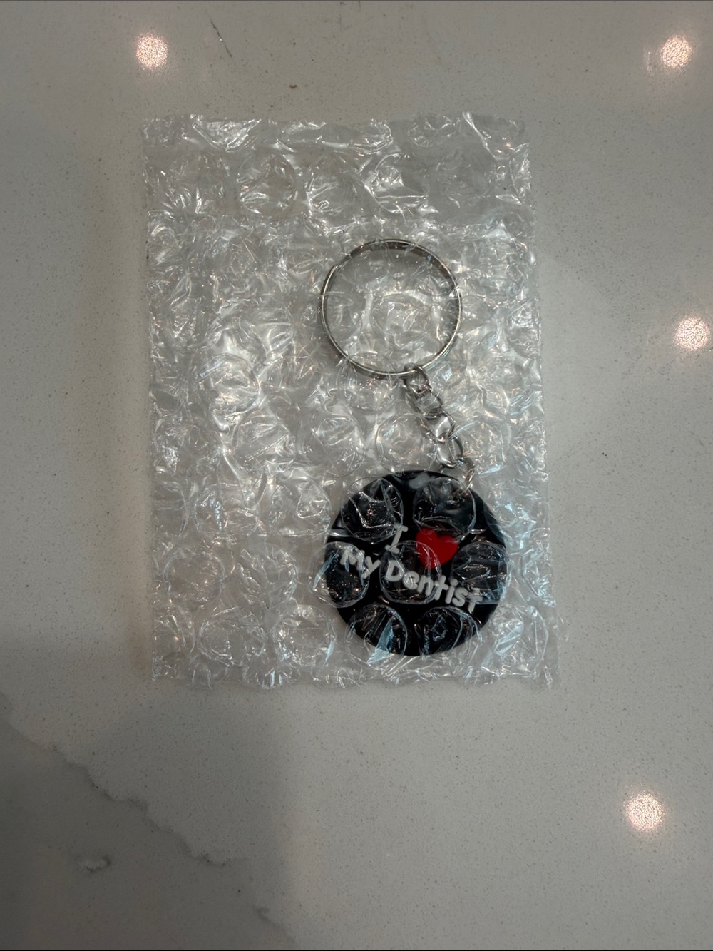 I Heart My Dentist Keychain – Black with Red Accent